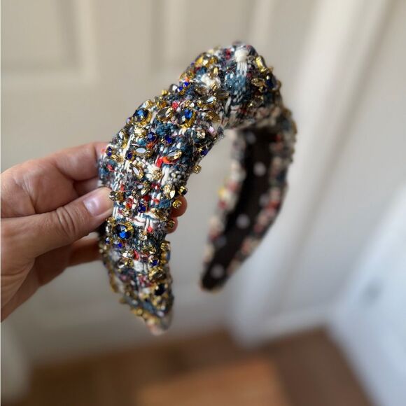 Lele Sadoughi Indigo Fields Tweed Mixed Crystal Headband main image 5